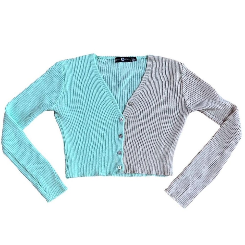 Two Toned Cardigan Sweater